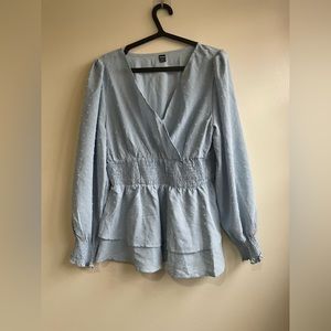 Baby Blue Peplum Tops